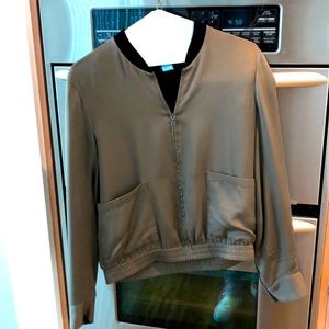 P theory Bacharach silk bomber jacket green